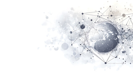 Poster - Abstract global network concept with planet Earth and connecting lines and dots, a technology background for the internet of things or business exchange