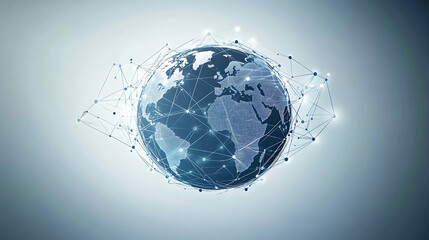 Poster - Abstract global network concept with planet Earth and connecting lines and dots, a technology background for the internet of things or business exchange