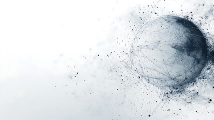 Fototapete - Abstract global network concept with planet Earth and connecting lines and dots, a technology background for the internet of things or business exchange