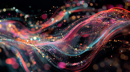 Fototapete - Abstract visualization of data flow and storage, representing data warehousing concepts