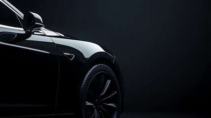 Poster - Closeup on tyre of a generic and unbranded black car