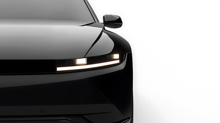 Poster - Closeup on headlight of a generic and unbranded wireframe car