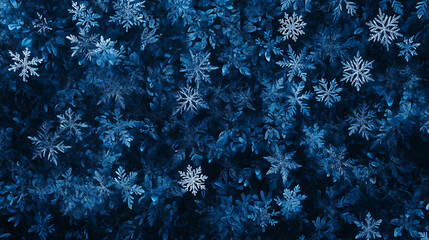 Aufkleber - Blue background with dark blue snowflakes dark color palette dark blue gradient background