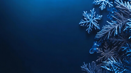 Aufkleber - Blue background with dark blue snowflakes dark color palette dark blue gradient background