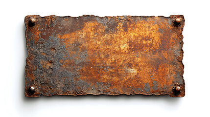 Poster - Antique-inspired weathered metal sign or panel mockup, featuring a rusty enameled finish, isolated against a white background