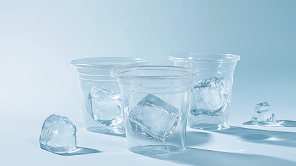 Aufkleber - Disposable transparent ice cup, mockup of transparent plastic cup