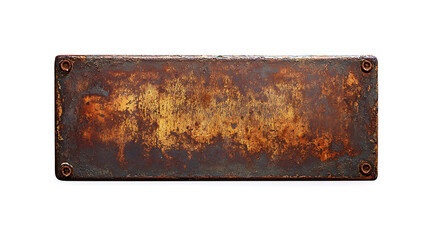 Poster - Antique-inspired weathered metal sign or panel mockup, featuring a rusty enameled finish, isolated against a white background