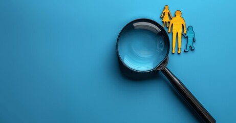 Aufkleber - Human Resources Selection with Magnifying Glass on Blue Background