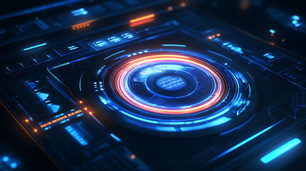 Aufkleber - Futuristic digital user interface with glowing circular elements