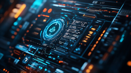 Fototapete - Futuristic interface showcasing advanced tech security protocols
