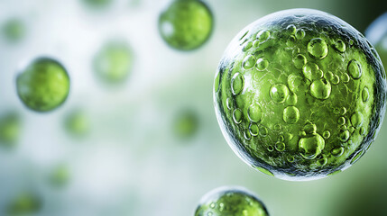 Poster - Clean background with green cells or microscopic design: Microscopic green cell pattern creating a clean, scientific background