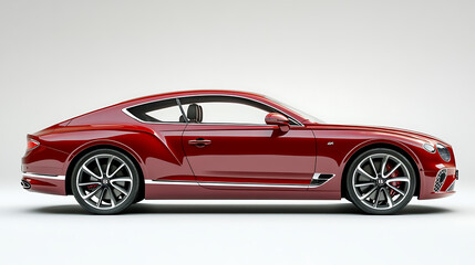 Poster - Lateral view of a generic and unbranded red luxury car on a white background