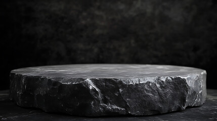 Aufkleber - Dark gray stone podium background, suitable for studio product displays with a black scene