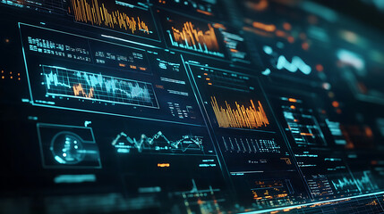 Poster - Digital interface with cloud icons and graphs representing cloud cost management and optimization