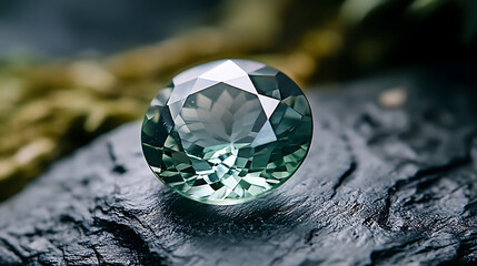 Poster - Earth-mined natural green sapphire gemstone in a round cut, suitable for jewelry