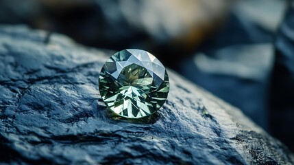 Aufkleber - Earth-mined natural green sapphire gemstone in a round cut, suitable for jewelry