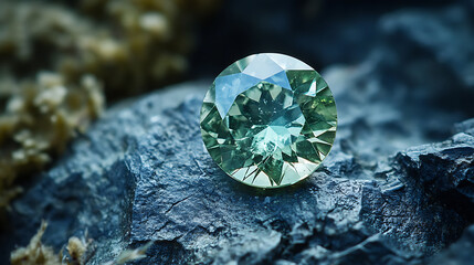 Poster - Earth-mined natural green sapphire gemstone in a round cut, suitable for jewelry