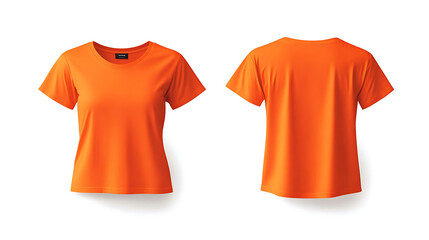 Aufkleber - blank orange tshirt mockup template with front and back views isolated on white