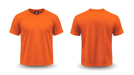 Aufkleber - blank orange tshirt mockup template with front and back views isolated on white