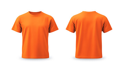 Aufkleber - blank orange tshirt mockup template with front and back views isolated on white