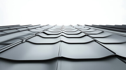 Aufkleber - Steel roof sheets, Roof made of metal sheets on a white backdrop, 3d illustration