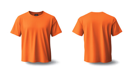 Aufkleber - blank orange tshirt mockup template with front and back views isolated on white
