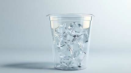 Aufkleber - Transparent plastic cup mockup, 3D rendering, 3D modeling, realistic transparent disposable ice epmty clean cup