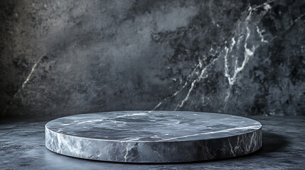Aufkleber - empty grey marble tabletop with dark black cement stone background for product displayed in rustic mood and tone, luxury background for product stand with empty copy space for party, promotion