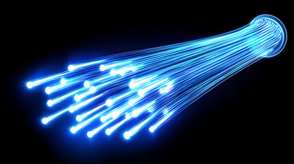 Poster - glowing blue fiber optic cables symbolizing digital connectivity futuristic technology concept