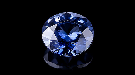 Poster - Natural blue sapphire on a blue black background
