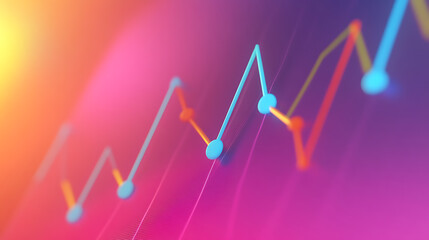Poster - increasing line graph on vibrant gradient background business growth concept 3d render