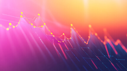 Poster - increasing line graph on vibrant gradient background business growth concept 3d render
