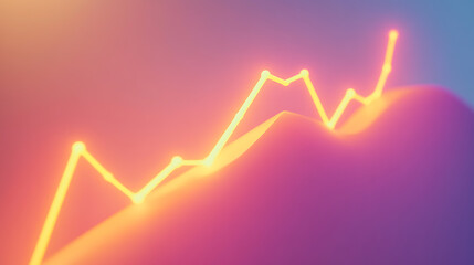 Poster - increasing line graph on vibrant gradient background business growth concept 3d render