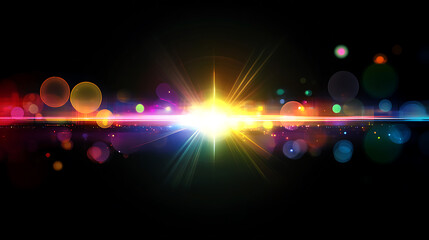 Leinwandbilder - prism light leak texture for photo overlay and effect, lens flare in abstract background, bokeh effect with glow and magical lights on black background