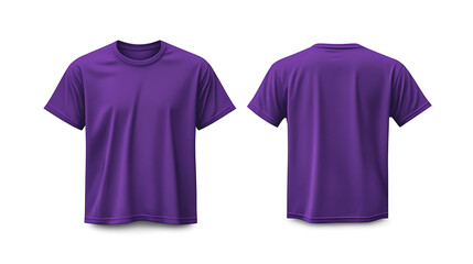 Aufkleber - purple tshirt mockup front and back views on white background vector template for apparel design