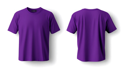 Aufkleber - purple tshirt mockup front and back views on white background vector template for apparel design