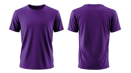 Aufkleber - purple tshirt mockup front and back views on white background vector template for apparel design