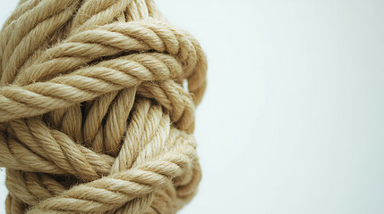 Poster - Tangled jute rope isolated against a white background