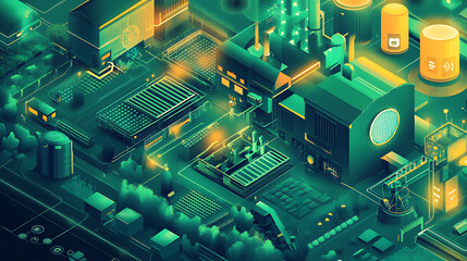 Poster - The Internet of Things is transforming agriculture with smart farms that utilize wireless control, illustrated in a detailed vector graphic