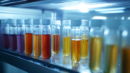 Poster - Vials stored in a temperature-controlled environment, highlighting the importance of maintaining specific temperatures for sensitive substances