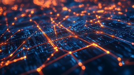 Poster - abstract digital network map of usa representing data transfer and connectivity technology concept