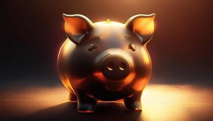 Wall Mural - Golden Piggy Bank Symbolizing Financial Savings and Prosperity