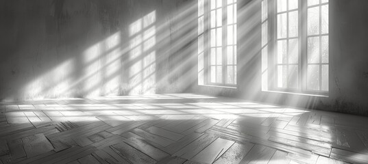Poster - minimalist room interior with natural light and shadows for product presentation