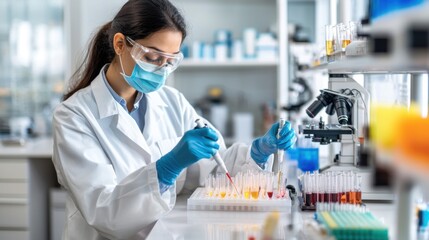 Aufkleber - Scientist Analyzing Samples in a Clean Laboratory