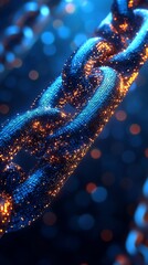 Poster - A close-up of a glowing blue chain with orange sparks.