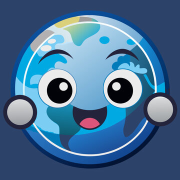 Planet earth emoticon cartoon style