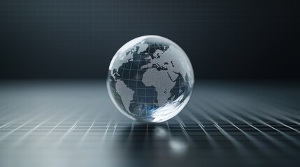 glass globe showcasing a digital map of the world