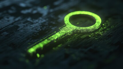 Poster - Glowing Key on Dark Texture Background