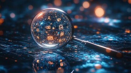 Poster - Magnifying Glass Over Digital Network Visualization