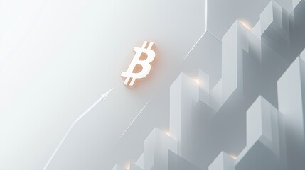 Poster - Bitcoin digital currency symbol rising on increasing financial market chart shows growth potential and investment opportunity in cryptocurrency